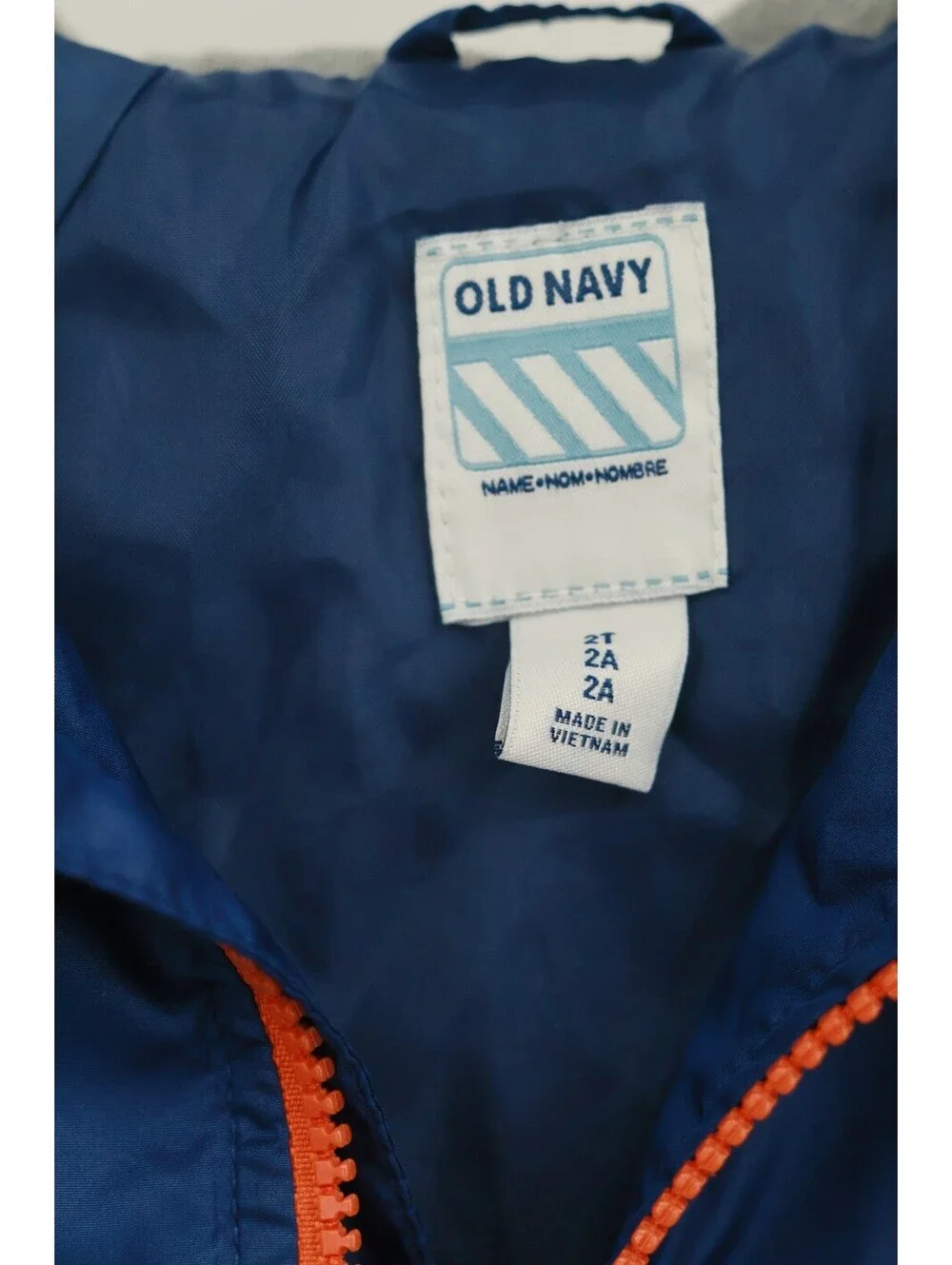Old Navy Toddler Boys 2T Windbreaker Jacket Blue Gray Hooded Full Zip Sporty